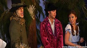 Blonde milf gives handjob and blowjob in holiday parody sex.