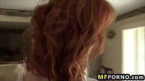 Freaky redhead Elle Alexandra toys her pink shaved pussy