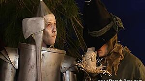 Blonde milf gives handjob and blowjob in holiday parody sex.