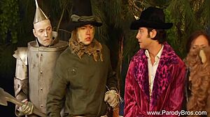 Blonde milf gives handjob and blowjob in holiday parody sex.