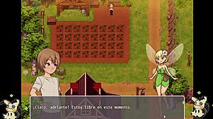 Hey, I’m spying in the bathroom in this hentai game, catching Herrera’s tits!