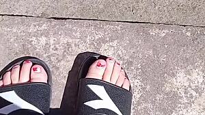 Feet basking in the sun before the pedicure!
