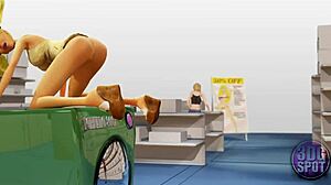 Two Busty Lesbians Use Double Dildo In Public Store Uncensored