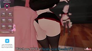 Descriptive Curvy Kanako Catgirl Vtuber Moans and Squirts in Anal BDSM Show