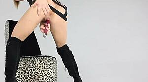 sexy blonde dahlia plays with toy in pussy