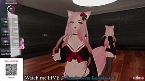 Descriptive Curvy Kanako Catgirl Vtuber Moans and Squirts in Anal BDSM Show