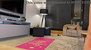 fitness model hot tight pussy turns yoga shoot into handjob