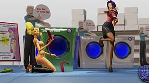 Two Busty Lesbians Use Double Dildo In Public Store Uncensored