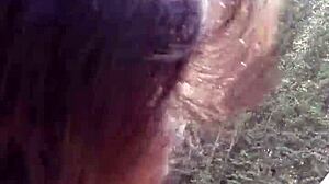 Petite latinas suck huge cock and swallow cum by the riverfront