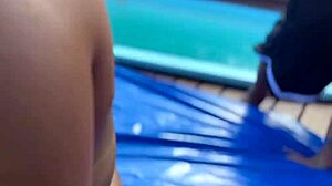 gay couple swap in pool with tattooed wife and young friend