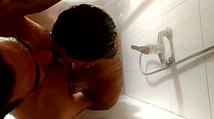 WATCH HER TAKE CUM IN MOUTH UNDER SHOWER!!