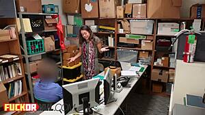 delicious teen in uniform enjoys softcore at work with small tits