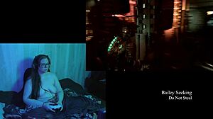 naked brunette plays deadspace with big tits