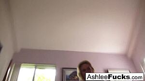 Ashlee and James fuck around the house, redhead pornstar with big tits and ass