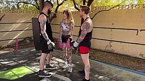 Girl boxer rides big cocks