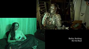 playing deadspace naked, showing big natural tits in part 8