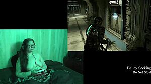 playing deadspace naked, showing big natural tits in part 8