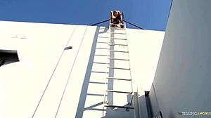 Blonde sweetie gets her wet pussy pounded in bathroom