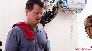 Petite Asian Deepthroats Big White Cock in Hot Session