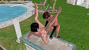 feeling the passion in 3d lesbian girl fisting on the table