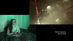 playing deadspace naked, showing big natural tits in part 8