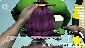 3d alien in cartoon hentai from pov