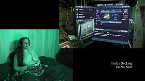 playing deadspace naked, showing big natural tits in part 8