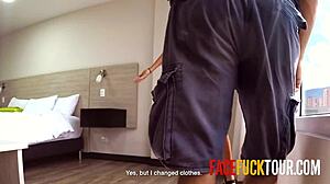 i can't resist this gorgeous tanned latina's sloppy deepthroat on my big cock