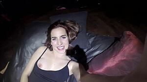 hot stepsister in knee socks teases with dildo