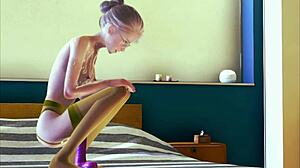 teen in stockings indulges in solo masturbation with 3d hentai vibes