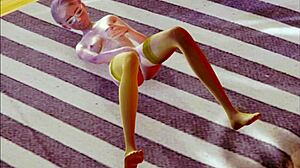 teen in stockings indulges in solo masturbation with 3d hentai vibes