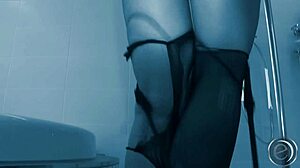 German Alisha Sweet strips clothes, gives blowjob, takes cumshot