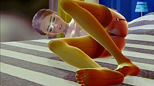 teen in stockings indulges in solo masturbation with 3d hentai vibes