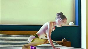 teen in stockings indulges in solo masturbation with 3d hentai vibes