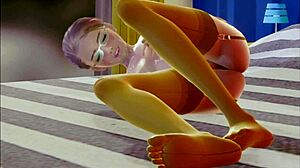 teen in stockings indulges in solo masturbation with 3d hentai vibes