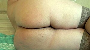 raw anal play with dildo, cream dripping from hairy mature bbw