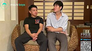 Straight Japanese jock explores cock in first gay encounter