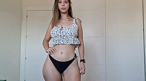 Blonde Latina teasing in sexy panties on webcam