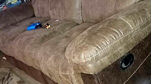 Blowjob and rimjob on sofa during sex session