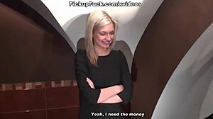 blonde in stockings gets slammed in public toilet