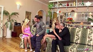 Blonde twins Denys and Tira, ready for rough anal 4some action?