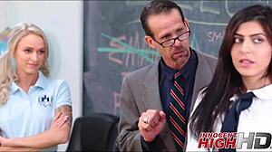 omg me n my hottie friend takin turns with our teacher, blowin him good!