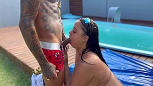 Is that my friend's wife and stepdaughter at the pool party?