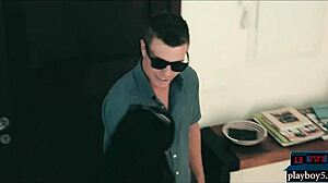 voyeuristic brunette watches hot european couple fuck