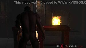 sub-slut with big tits gets gagged and pounded hard by black cock.