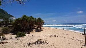 passionate outdoor sex on beach with orgasm, small waist, legs, and tits