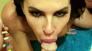 Two MILFs get cum on their faces at a party