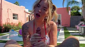 Blonde tatted big booby step sis asked for help on vacation: I want your cock in me now! 😏