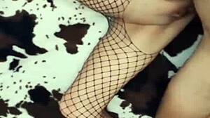 Sexwife gets intense anal from husband's friend in stockings.