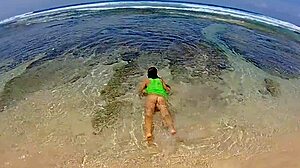 passionate outdoor sex on beach with orgasm, small waist, legs, and tits